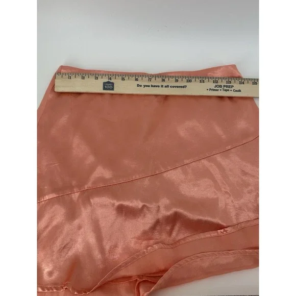 Kirious Los Angeles Peach Satin Mini Skirt S Slip Style Silky Skirt Sexy Flirty - Picture 10 of 11